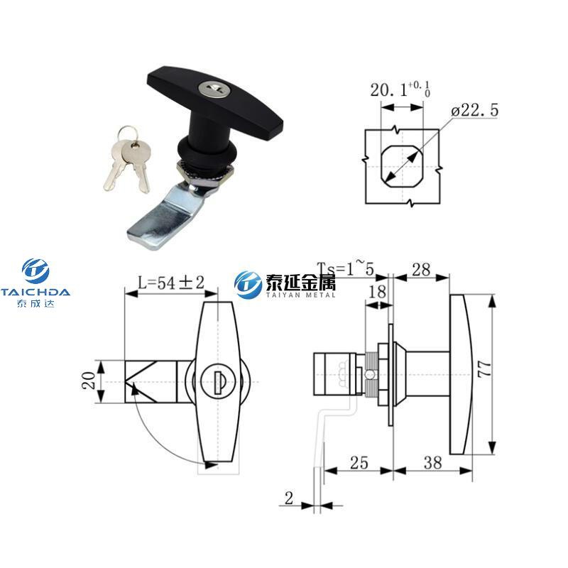 Steel T handle locks